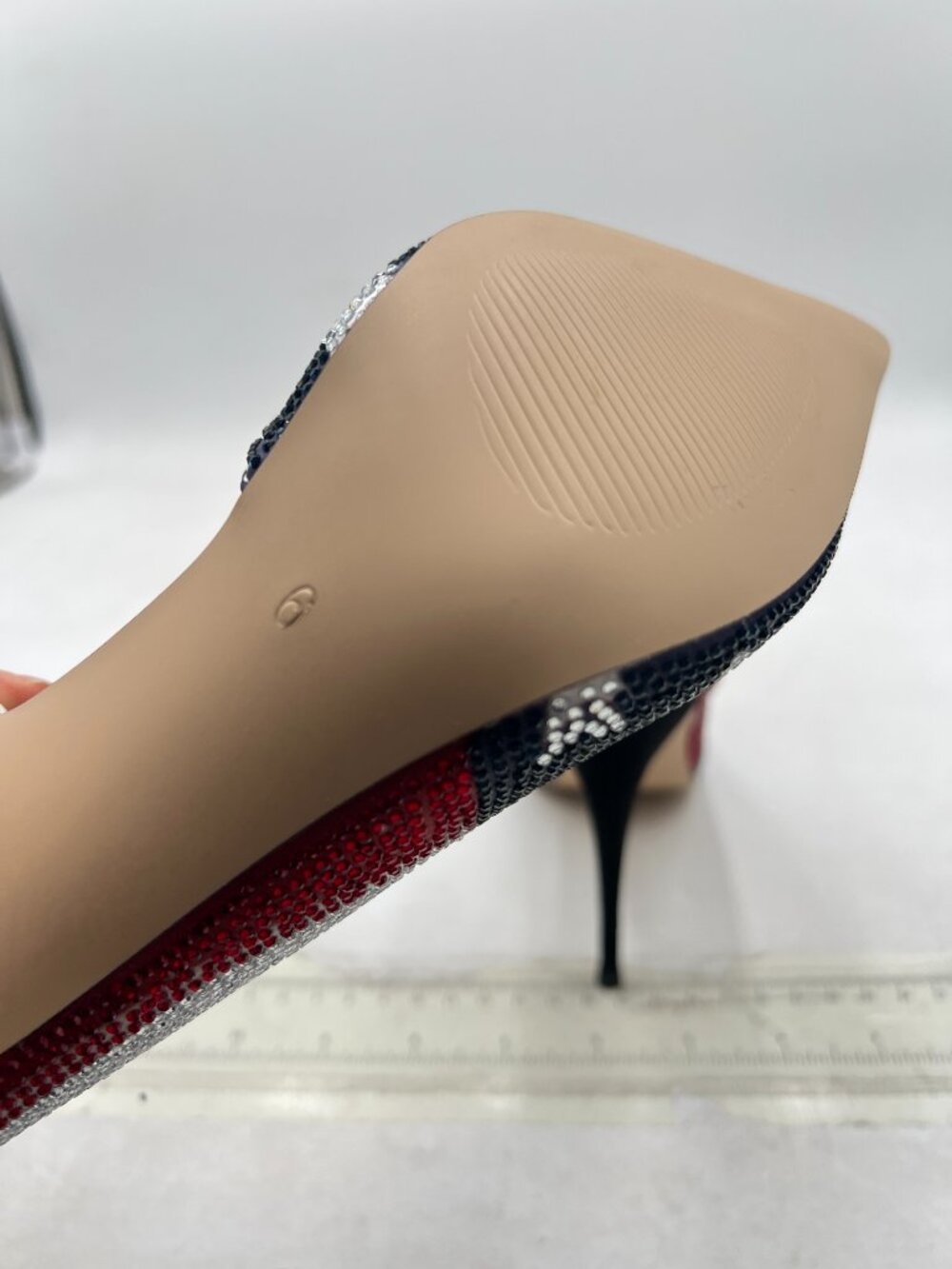 Maiyang National Flag Studded Rhinestones Pointed Toe D'Orsay Pumps Slip on Shoe - Picture 6 of 8